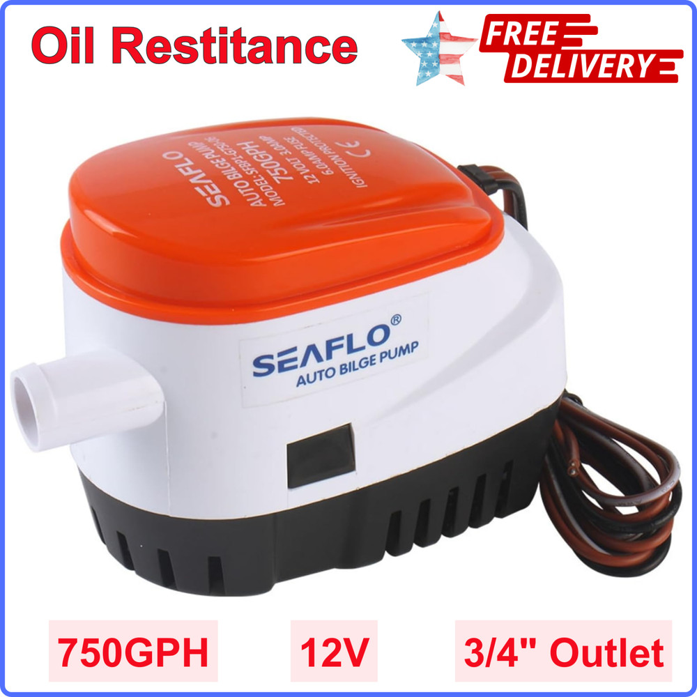 12V 750 GPH Automatic Bilge Pump with Float Switch Compact Marine Water Pump