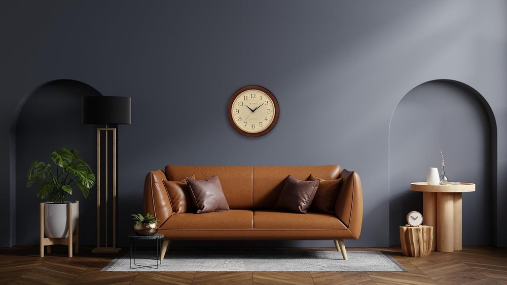 Atomic Time 2 Analog Wall Clock C5004 12.4" Wooden Frame Sets Time Automatically