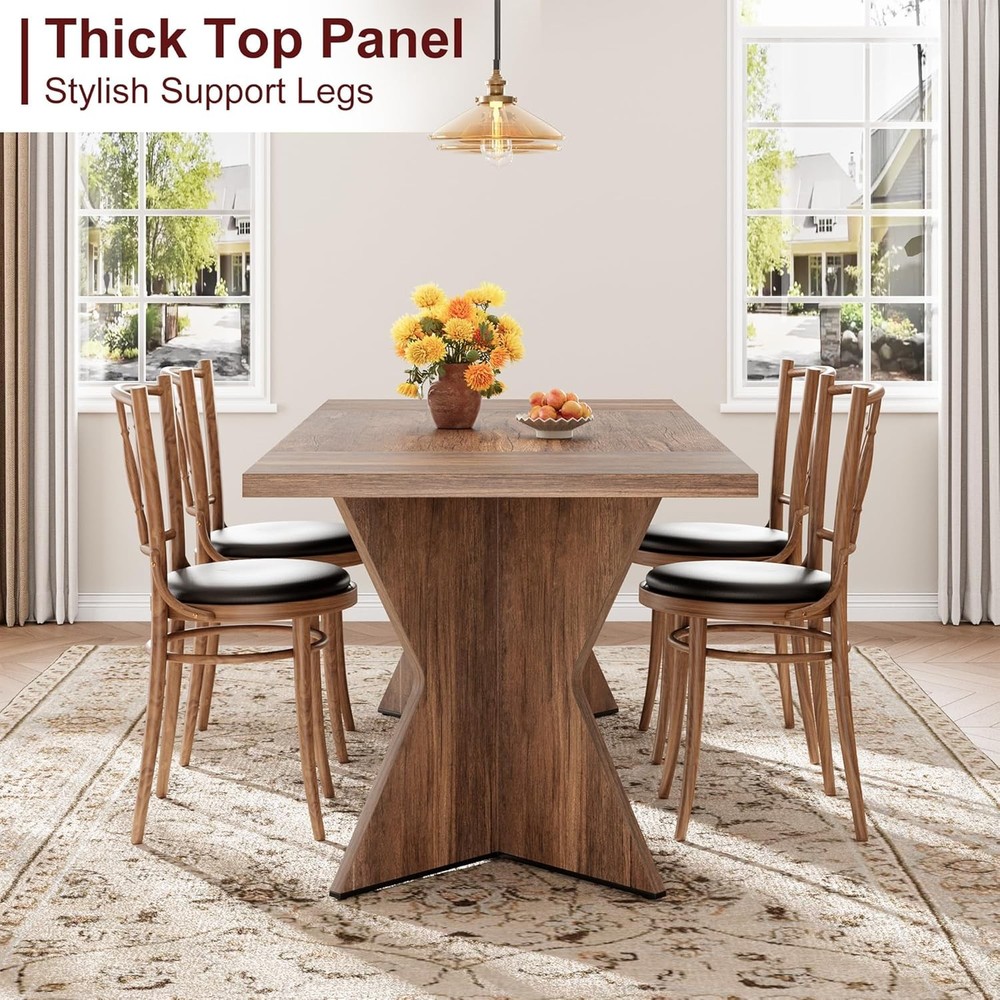 Thick Panel/Footboard Double-Sided Triamine Rectangular Dining Table Iron Foot 1