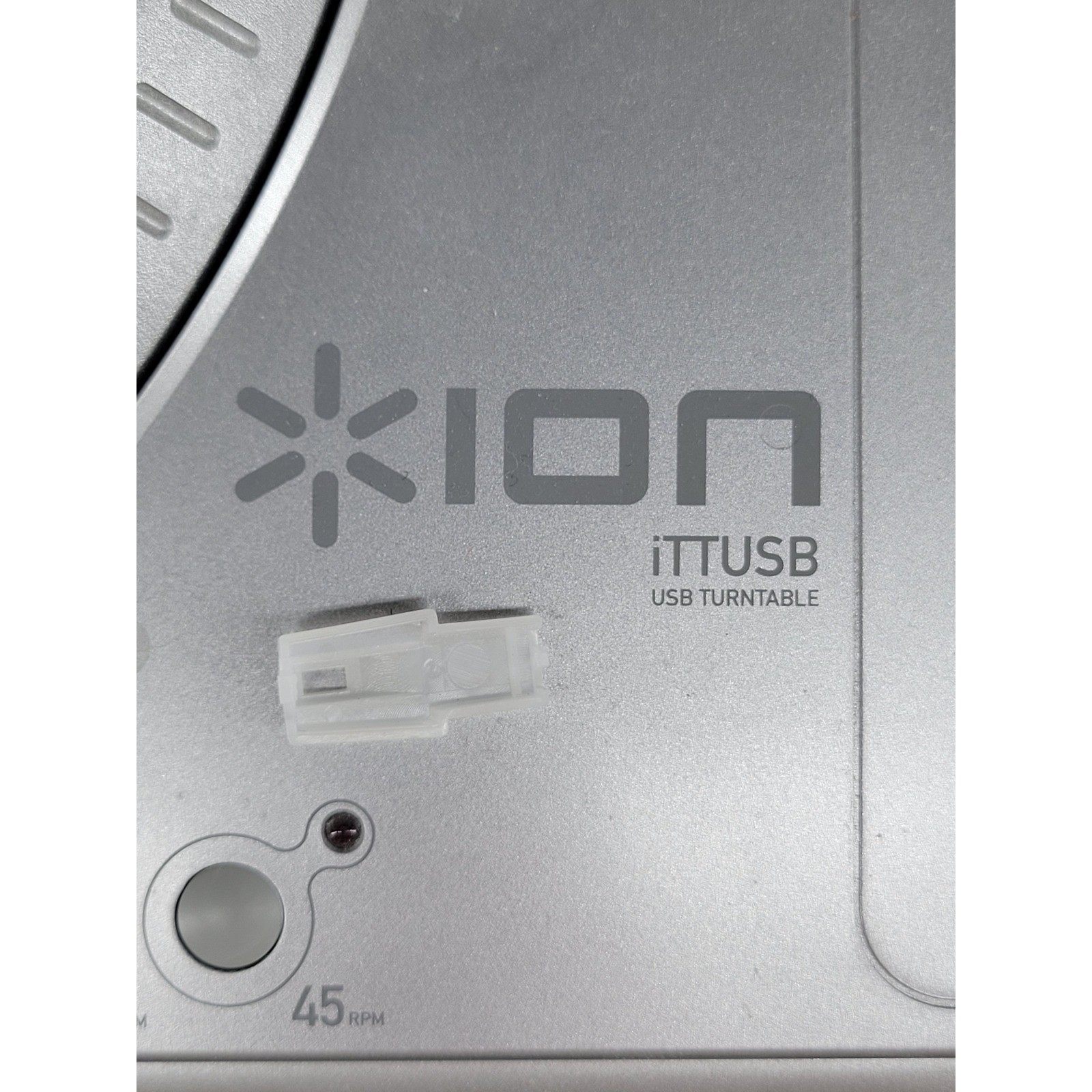 ION iTTUSB Silver USB Turntable Record Player 33 45 RPM Works No Top