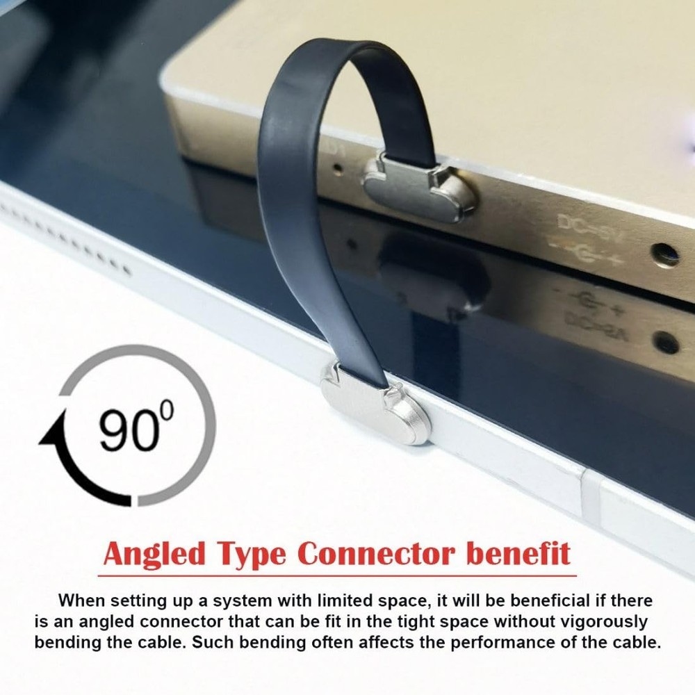 chenyang USB C Short Flat Cable 2.0 Type C Dual 90 Degree 70MM, Silver