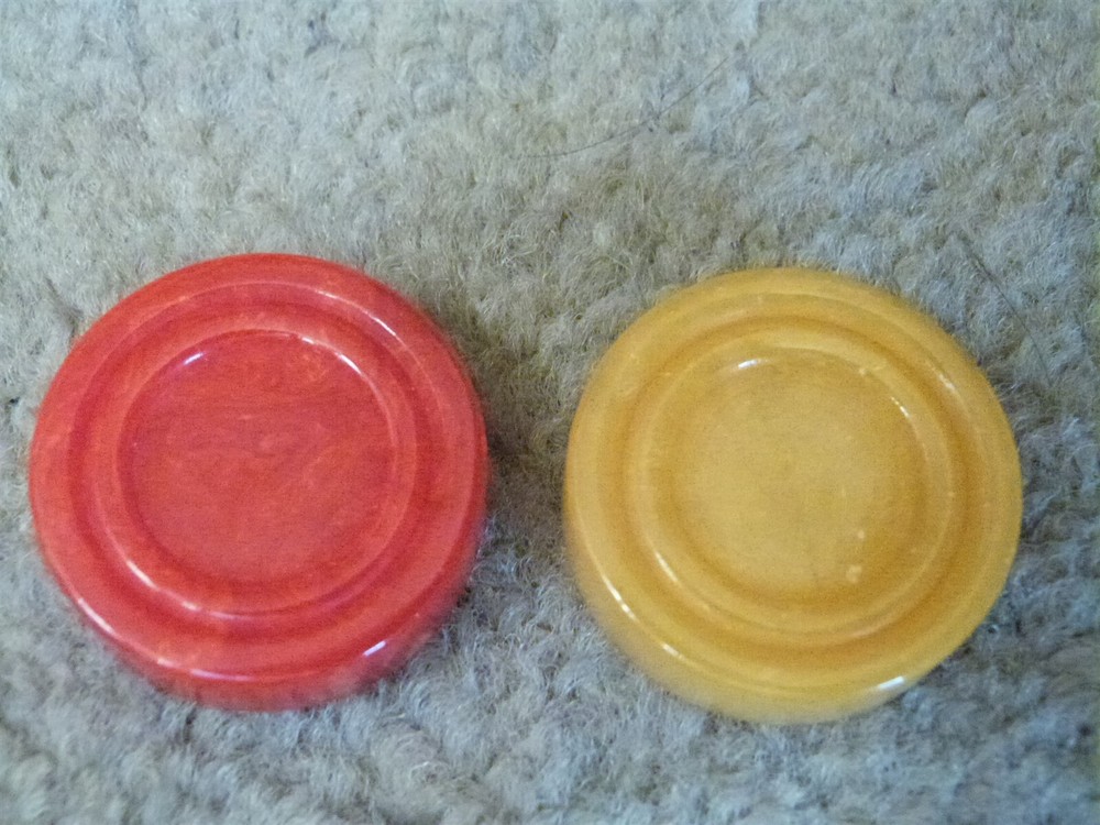 VTG Turned BAKELITE Replacement Backgammon Piece SWIRL RED & BUTTERSCOTCH 1.2"