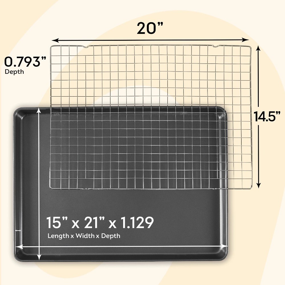 Premium Bakeware Set Non-Stick Mega Cookie Sheet 21x15 & Cooling Rack for