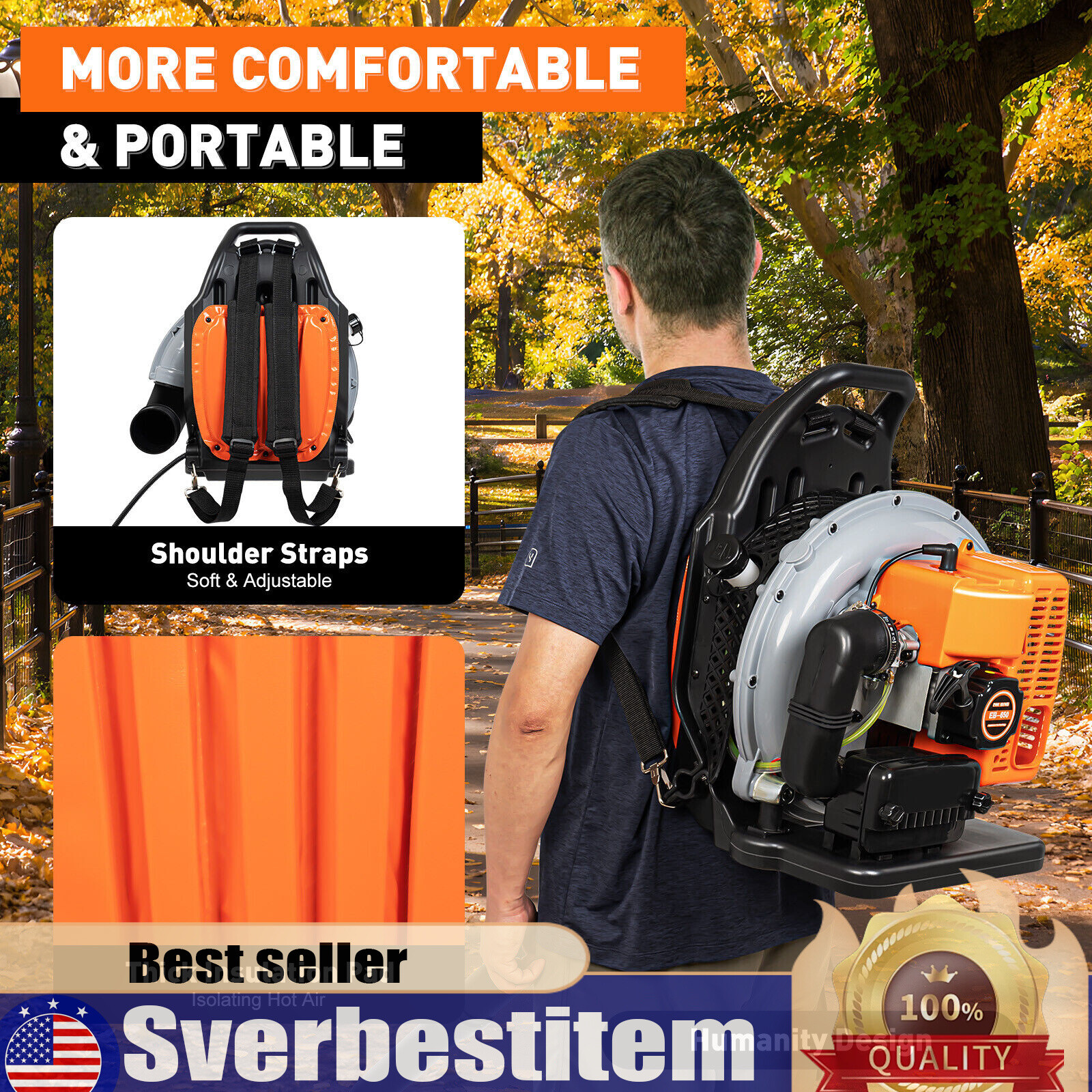 2024 New Upgraded 63CC 2-Stroke 850CFM 4.3HP Commercial Backpack Gas Leaf Blower