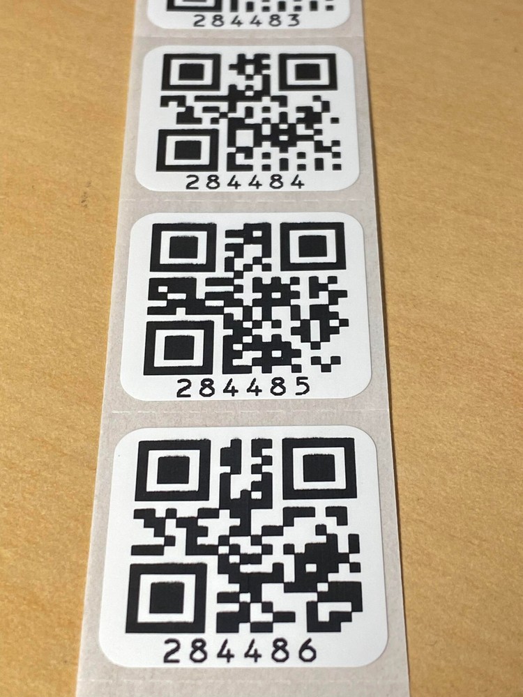 QTY 1000 - SERIAL NUMBERED QR CODE LABELS STICKERS-WATERPROOF-DURABLE-1 INCH