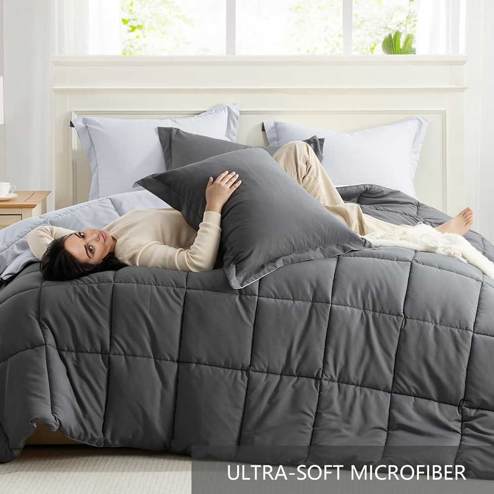 King Size Comforter Set Grey, Comforters King Size Bedding Sets, Lightweight Sof