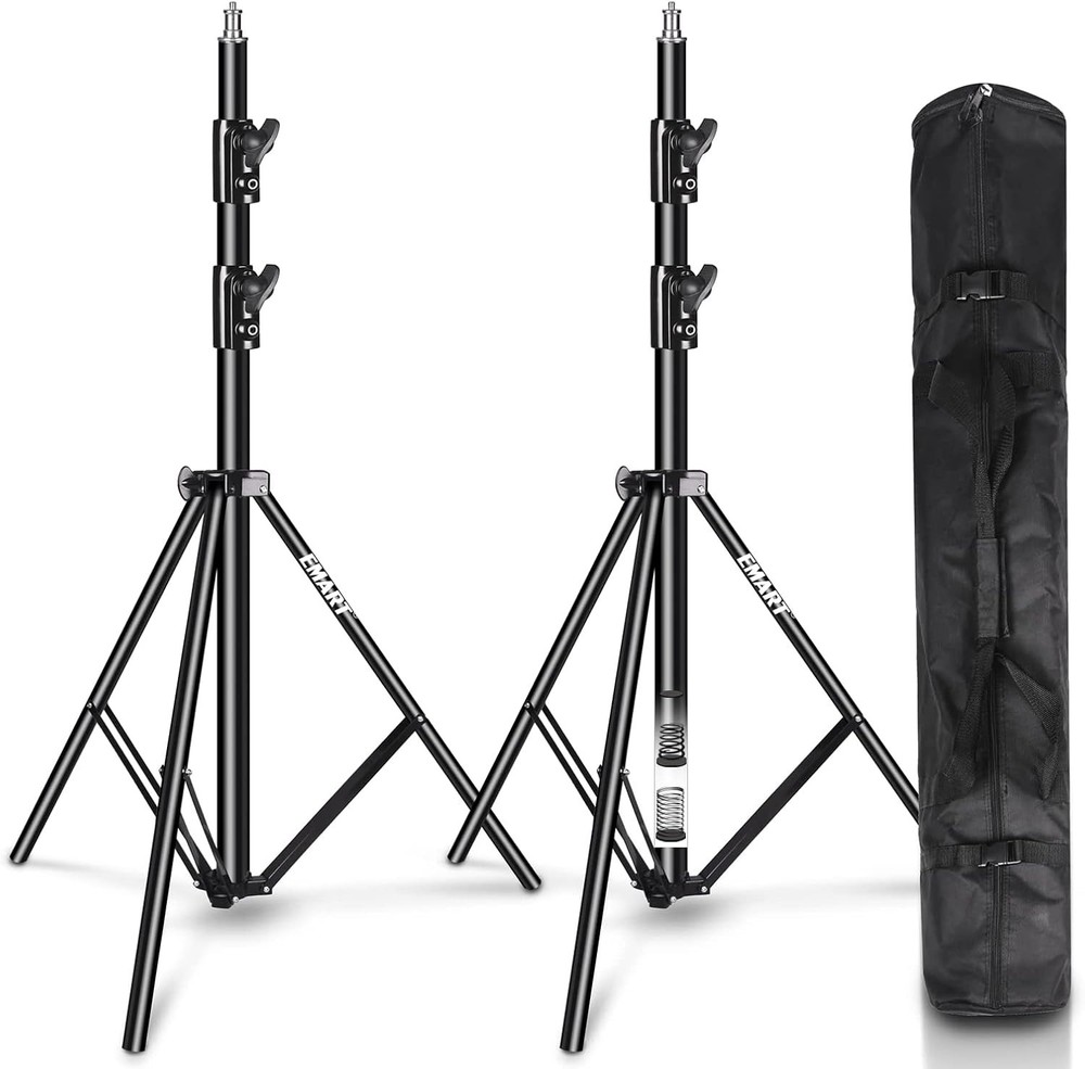 Spring Cushioned 2 Pack Light Stands - Safe & Reliable for Equipment Support