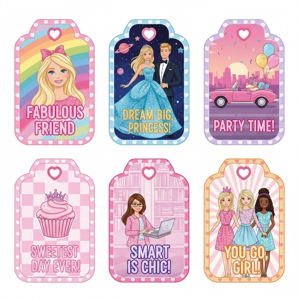 Cute Barbie Tags Junk Journal Scrapbook