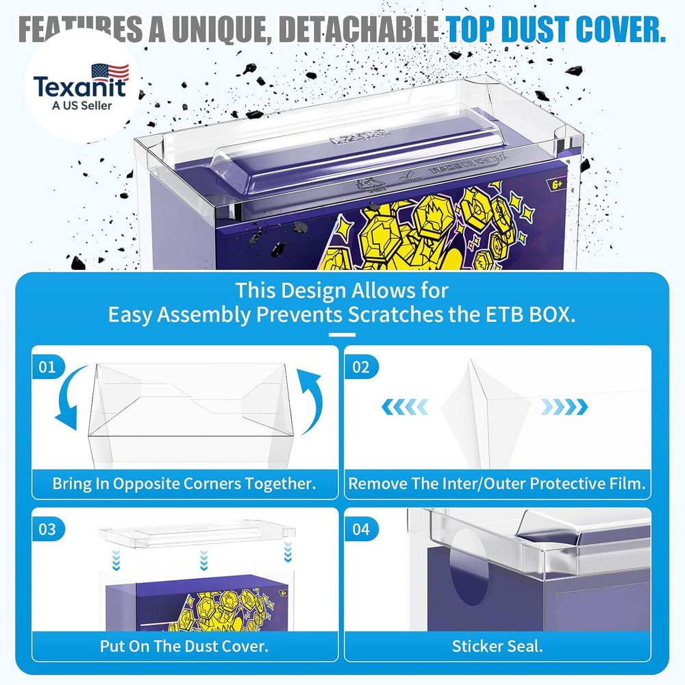 5 Pack Clear PET Plastic PKMN ETB Protector Case with Lids, Elite Trainer Box Di