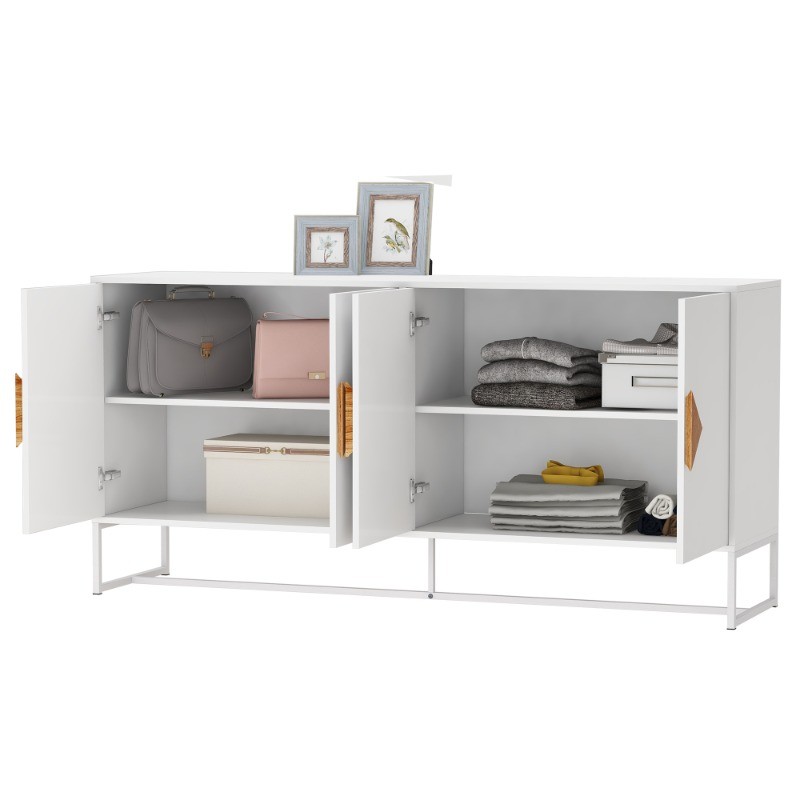Solid wood special square handle design with 4 doors and double storage sideboar