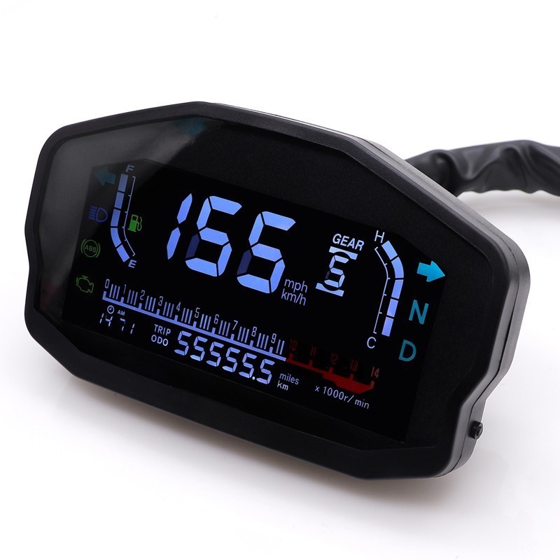 LCD Digital Motorcycle Odometer Speedometer Tachometer KM/H MPH Gauge Universal