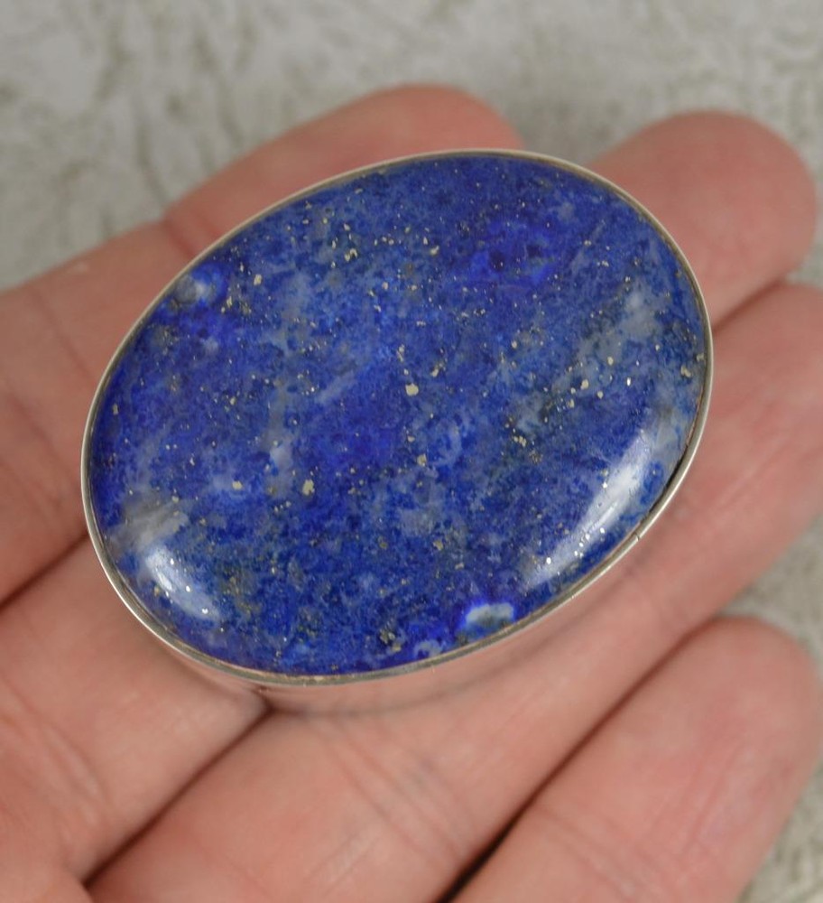 Sterling Silver and Lapis Lazuli Oval Shaped Box