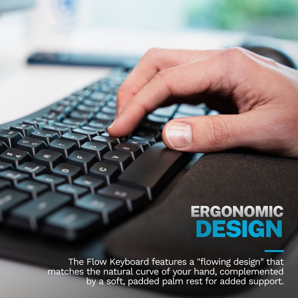 JLab Flow Wireless Keyboard & Mouse Combo: Multi-Device, Ergonomic Design, USB-C