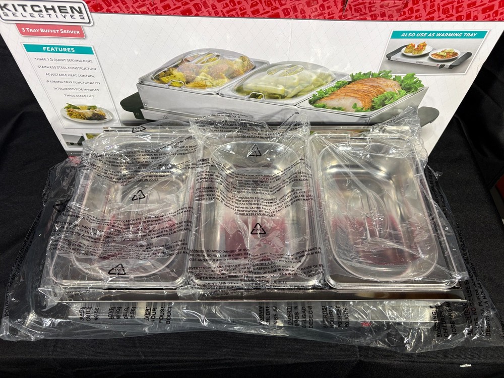 Kitchen Select- 3Tray Buffet Server-New-Open box- #BS-35
