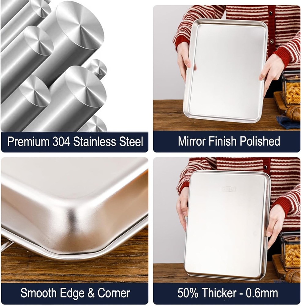 Extra Small Baking Sheet Pans Stainless 9.3 x 6.9 inch, Silver