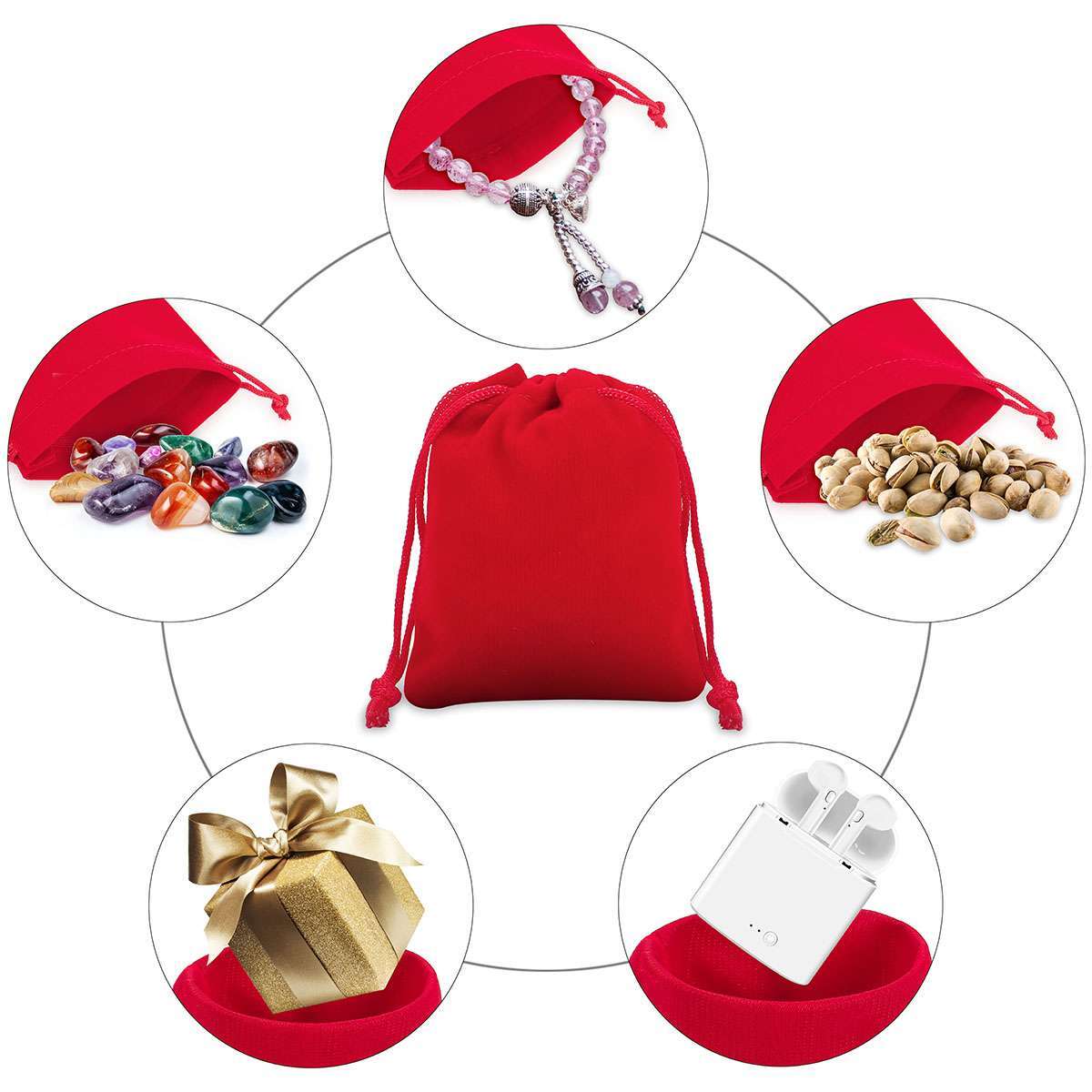 25/50Pcs Velvet Drawstring Gift Pouches Ring Jewelry Bag 2.8*3.5in/3.9*5.9in