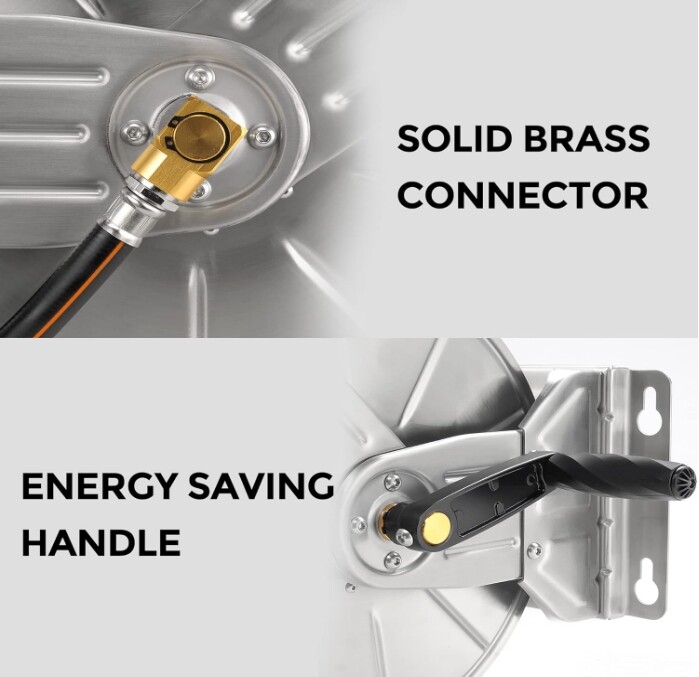 Giraffe Tools Heavy Duty Wall Mount Garden Hose Reel with Crank