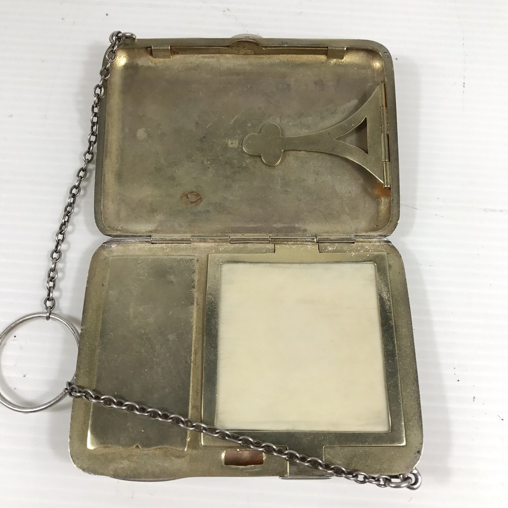 Antique Solid Silver Compact Combination Card Case Lipstick Purse D Bros