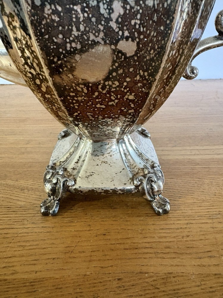 Vtg Goldfeder Silver Plate Serving Kettle Pot Footed Art Deco