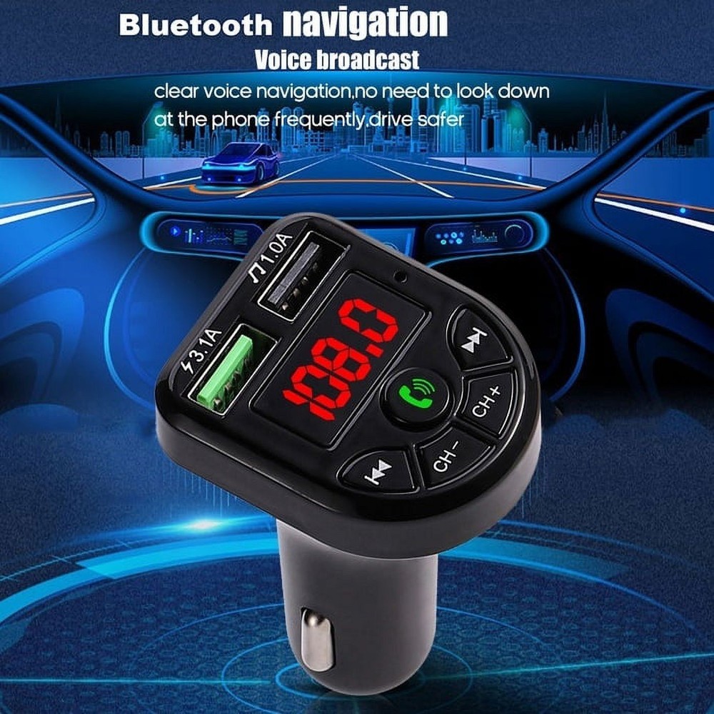 Bluetooth FM Transmitter Car Adapter – Wireless Radio MP3 Player USB Charger Kit