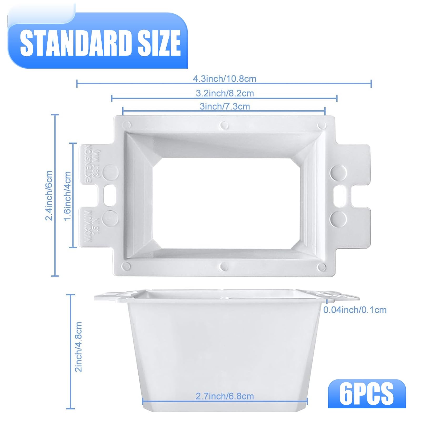 6 Pcs BE1-2 Electrical Outlet Box Extenders, Extender, 1 White