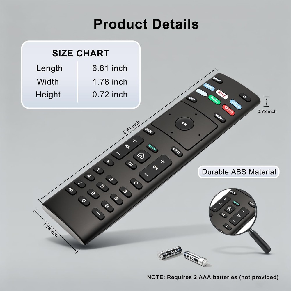 Luyeper Replacement for Vizio Smart TV Remote Control, XRT136 Black
