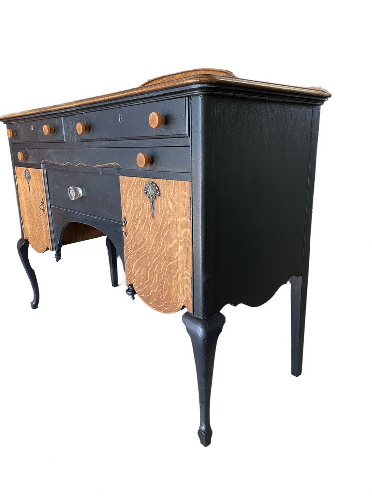 Antique Tiger Wood Sideboard Buffet