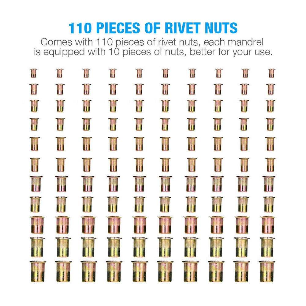 16" Hand Rivet Gun Kit Rivnut Thread Setting Tool Nut Setter NutSert Metric SAE