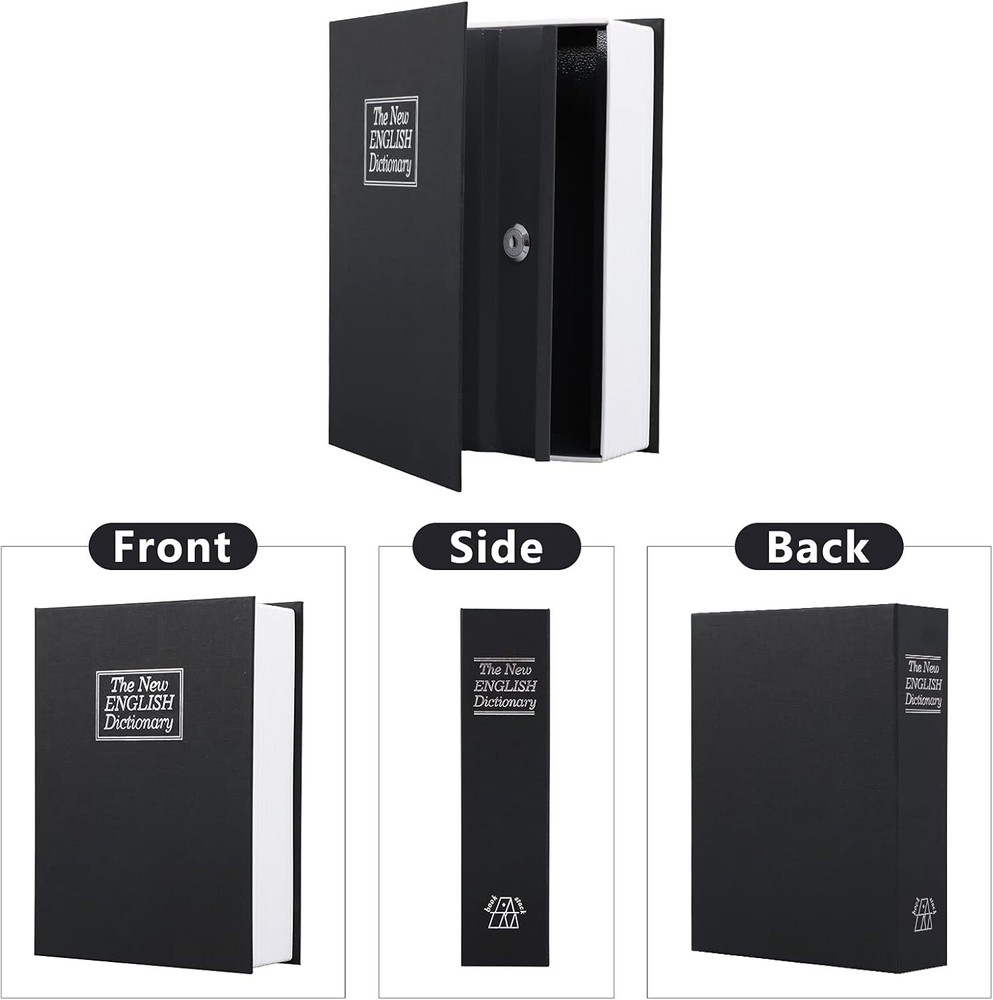 Extra Large Portable Metal Book Safe with Key Lock - Elegant Storage Solution