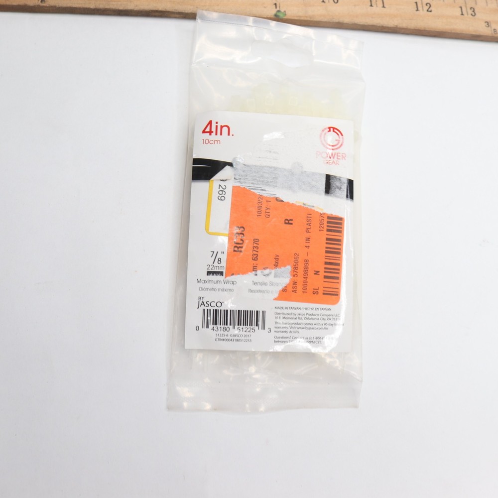 (100-Pk) Jasco Cable Ties Clear Plastic 4 51225-6