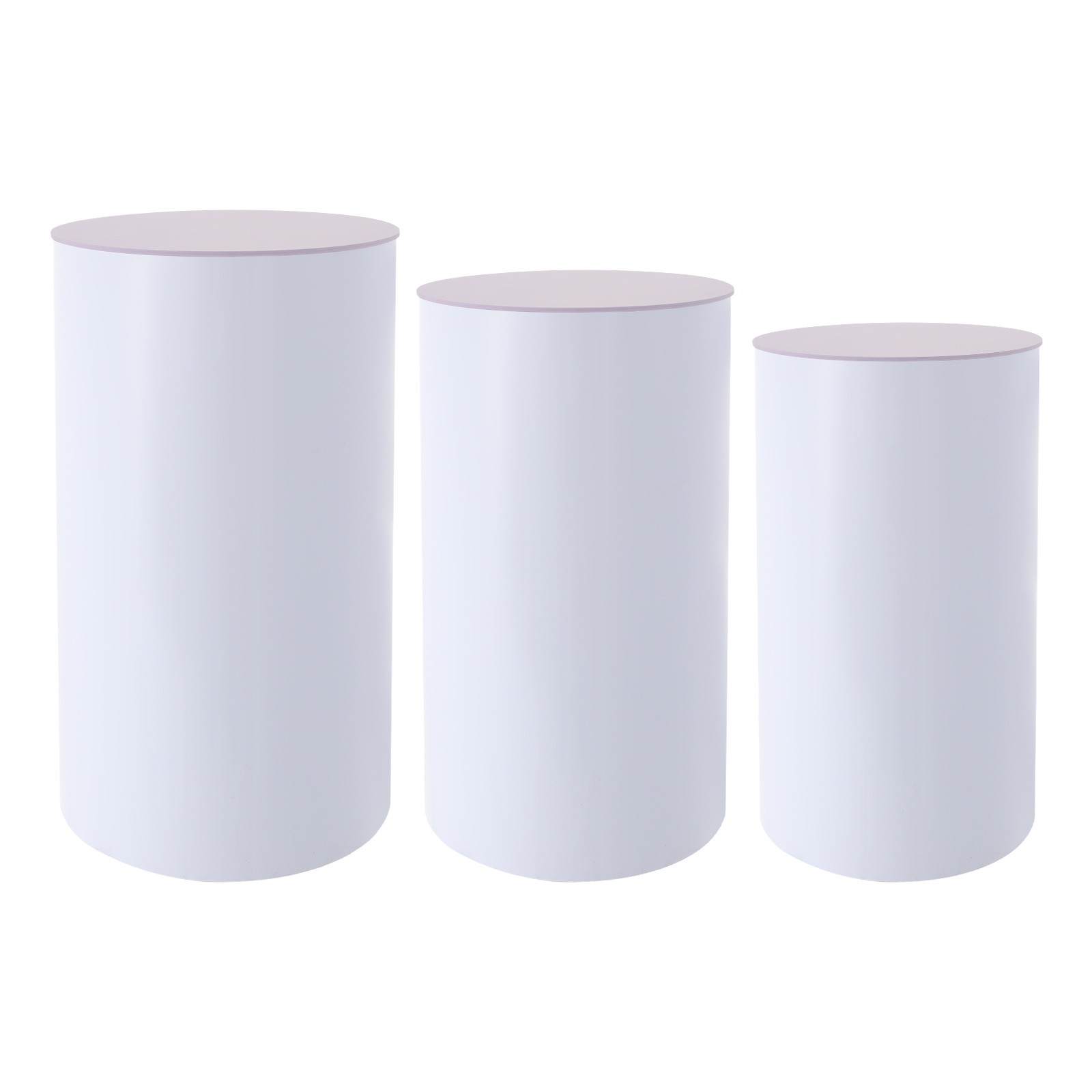 3* White Acrylic Cylinder Plinth Pedestal Stands Wedding Party Decorations