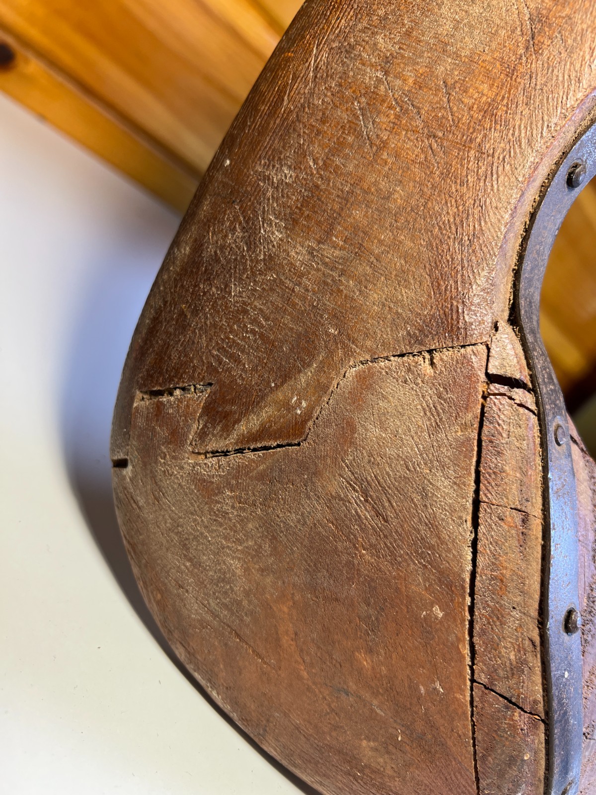 Antique 1880 Hand Made Wooden Saddle Stand Holder Blacksmith Peened Wrought Iron