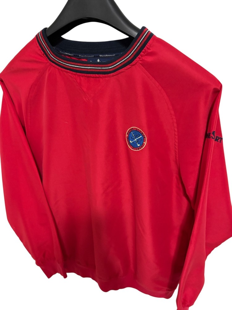 Payne Stewart Pullover Jacket Size Large Golf Red Polyester Windbreaker Logos