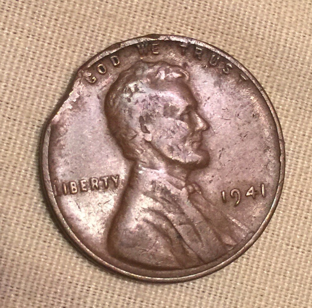 1941 Lincoln Wheat Cent Clipped
