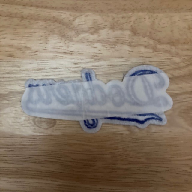 LOS ANGELES DODGERS Embroidered Iron-On 4.5" x 2" Script Logo Patch (Blue/Gray)