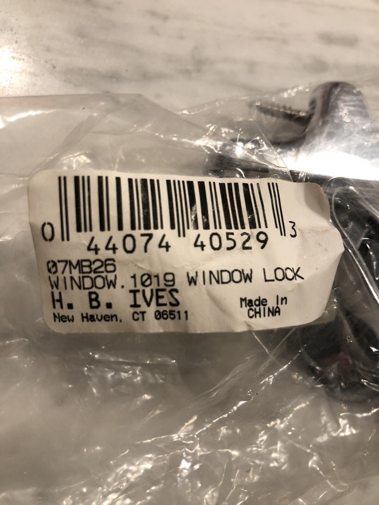 HB Ives 07MB26 Polished Chrome Solid Brass Sash Window Lock