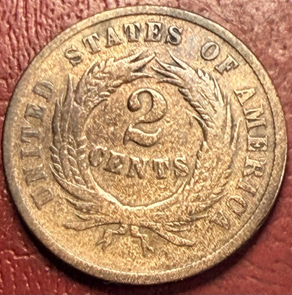 1865 Two Cent Piece. Better Grade. Free Shipping