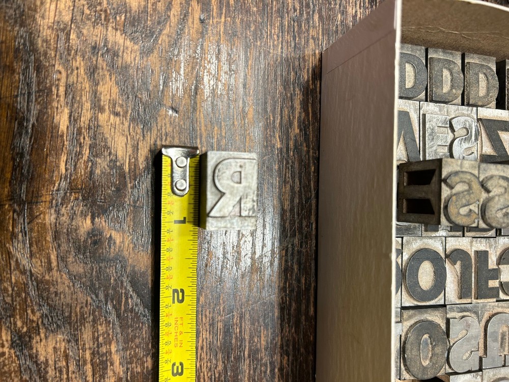 Letterpress lead Font 35 letters