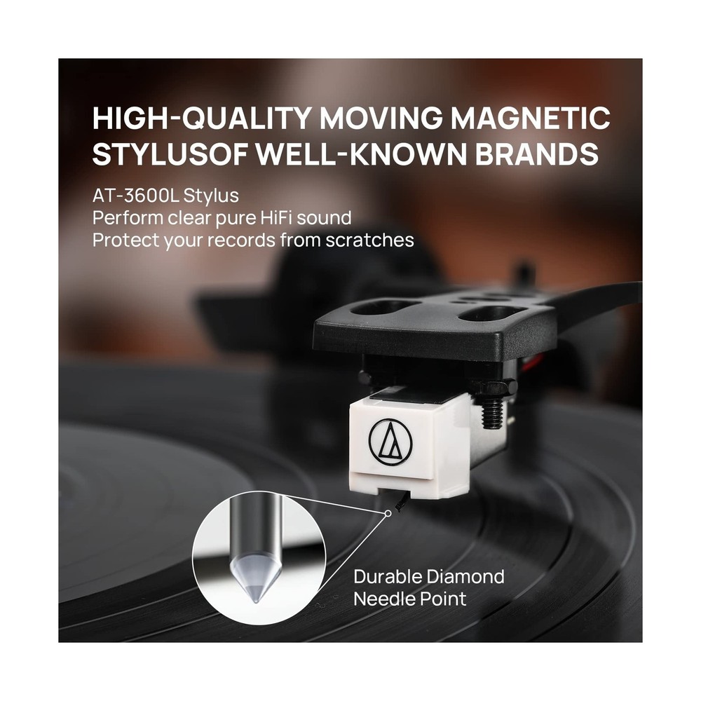 Turntable Record Player with Built-in Speakers, Vinyl Record Player Support B...