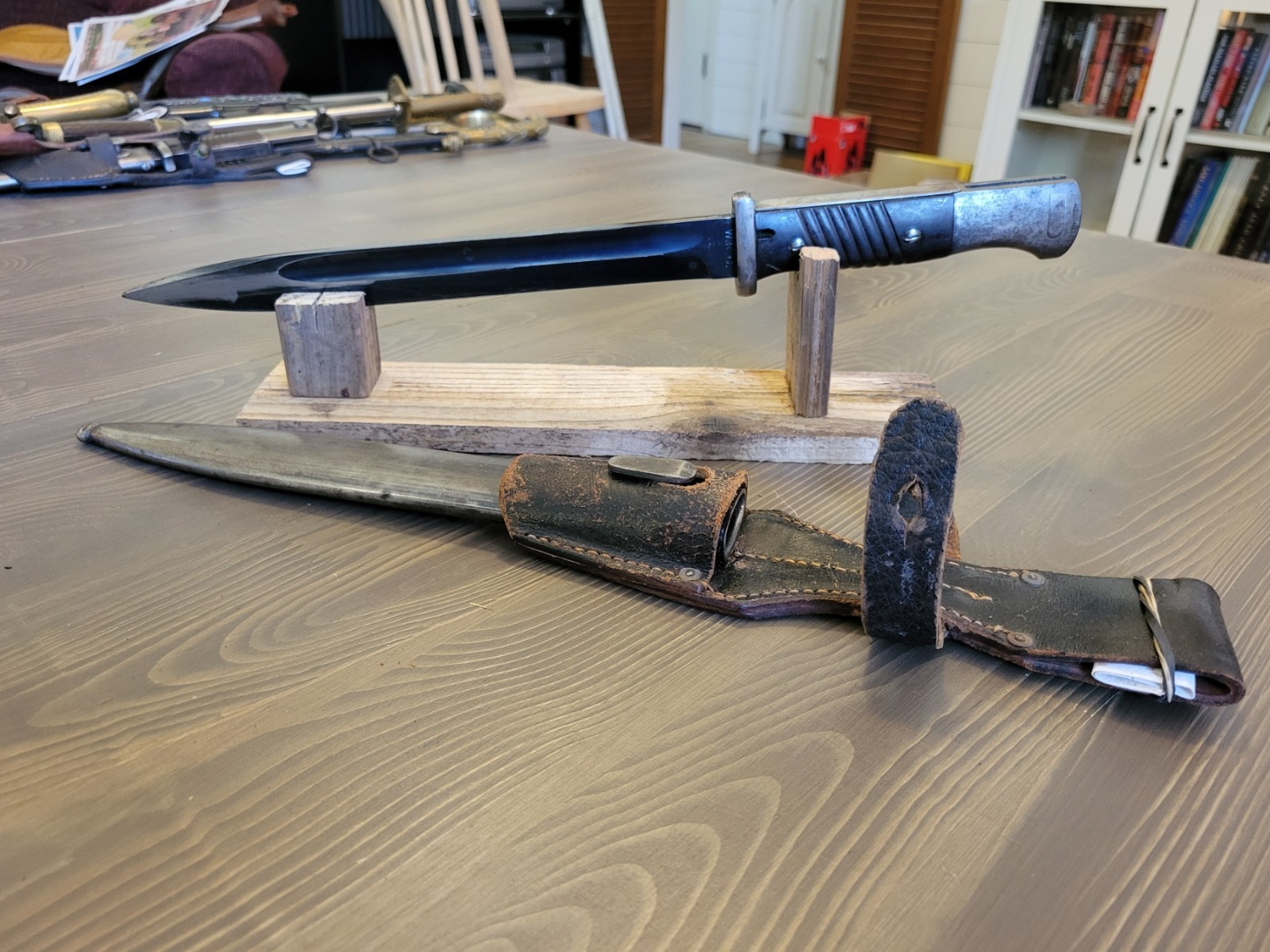 EXCELLENT WWII German K98 Combat Bayonet by WKC Matching Numbers w/Frog!