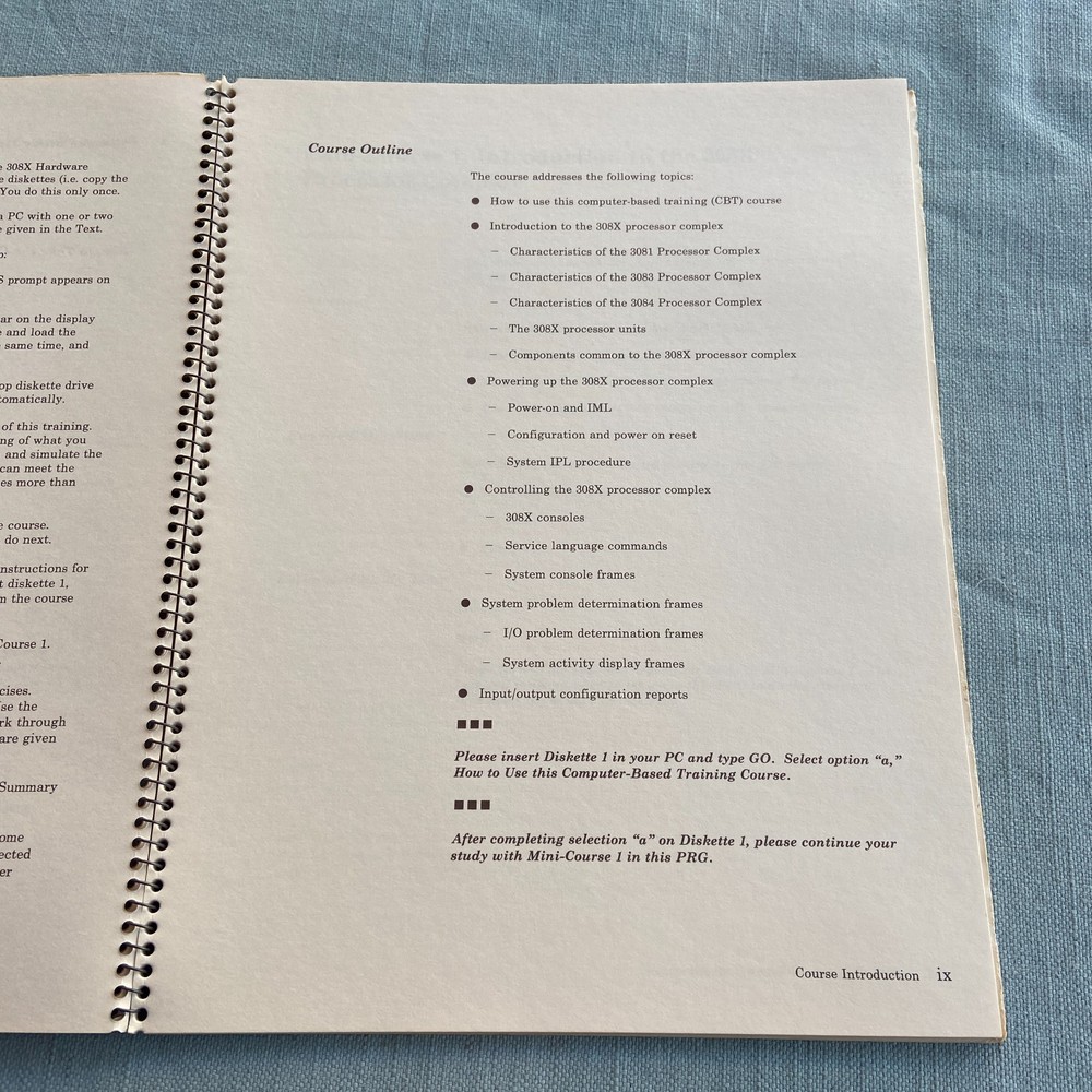 IBM SRA Computer Training Library 308X Hardware Operator Reference Guide Vintage