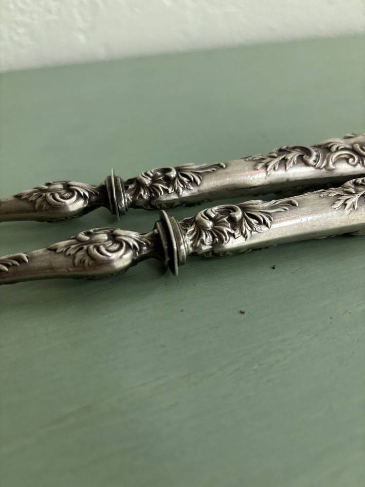 Antique silver And Horn salad Server fork and spoon (signed)