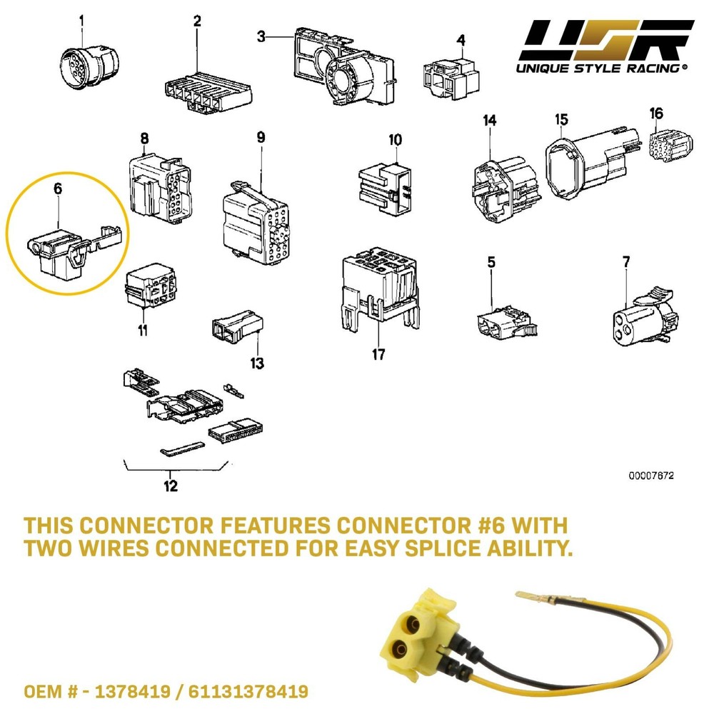 Ambient Temperature Sensor Plug 61131378419 Wire Harness For BMW E30 E34 E36