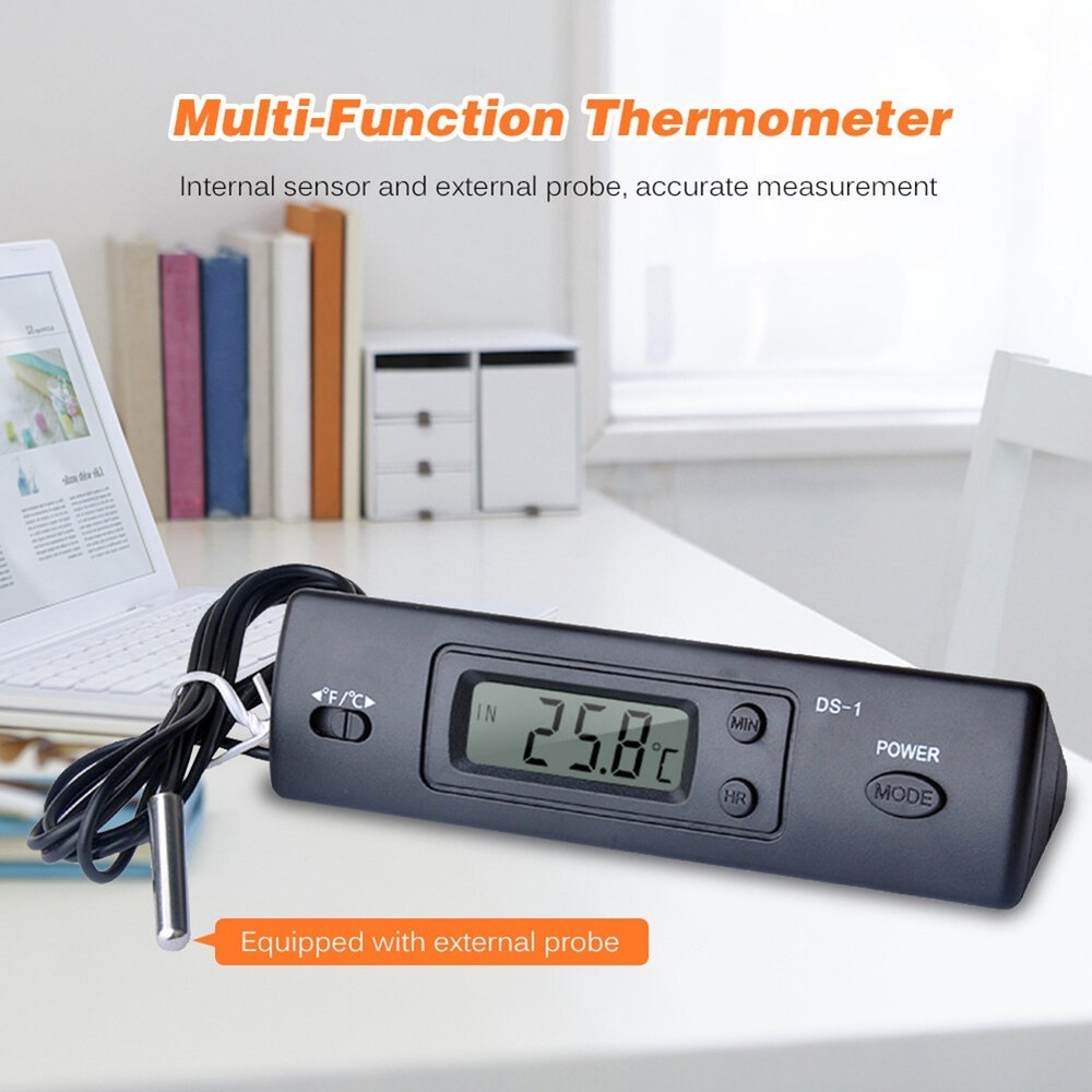 Car Thermometer LCD Screen Digital Clock Multi Function Temperature Display
