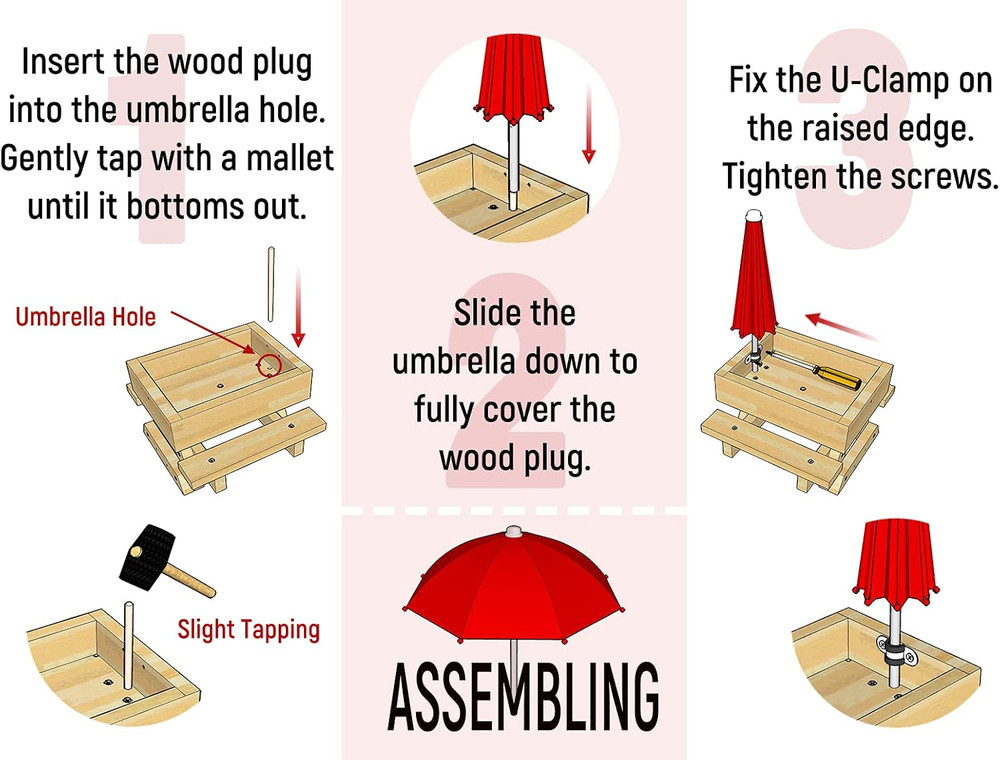 Replacement Mini Umbrella for COZYNUT Squirrel Feeder Picnic Table (Red)