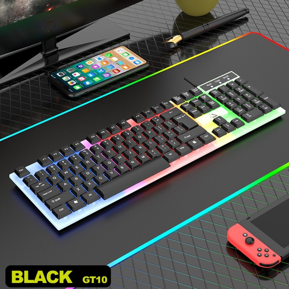 Gaming Keyboard And Mouse LED Light Backlit Mechanical Feel For Computer Desktop