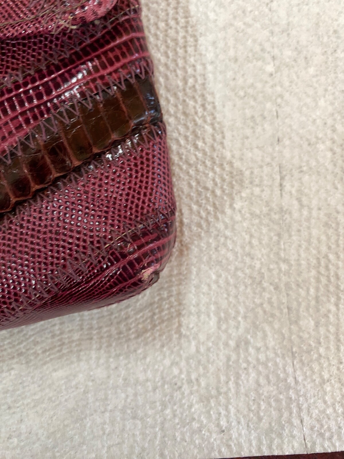VTG David Mehler Retro Purse HandBag Clutch Womens Maroon Reds Snakeskin*read