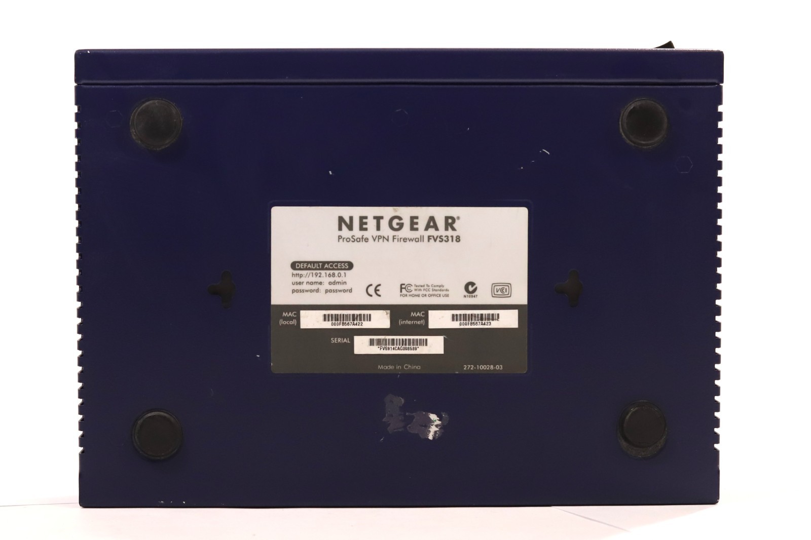 Netgear ProSafe FVS318 8-Port 10/100Mbps VPN Firewall Switch Tested Working