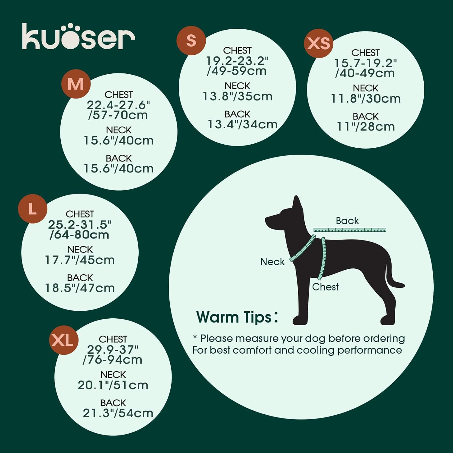 Kuoser Dog Cooling Vest for Summer, Lightweight Dog Cooling Harness Shirt with B