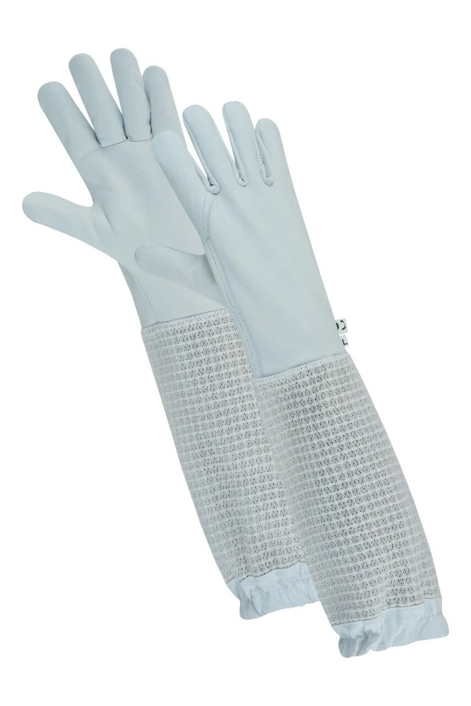 OZ ARMOUR Beekeeping Cowhide Leather Gloves with Three-Layer Mesh Ventilation